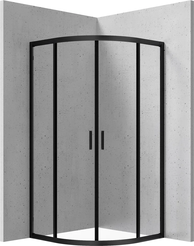 Kabina prysznicowa Deante Funkia 80x80x185 półokrągła uniwersalna nero transparentne KYP_N52K