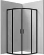 Kabina prysznicowa Deante Funkia 80x80x185 półokrągła uniwersalna nero transparentne KYP_N52K