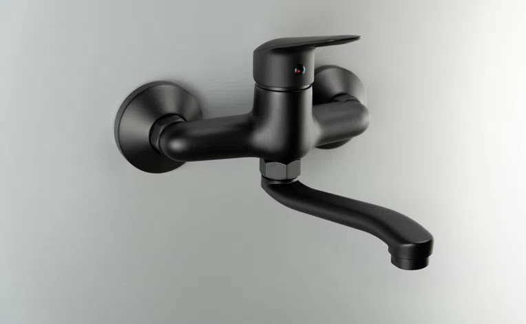 Bateria umywalkowa ścienna Deante Boro nero BMO_N50M