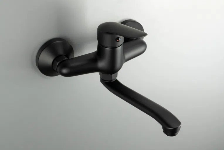 Bateria umywalkowa ścienna Deante Boro nero BMO_N50M