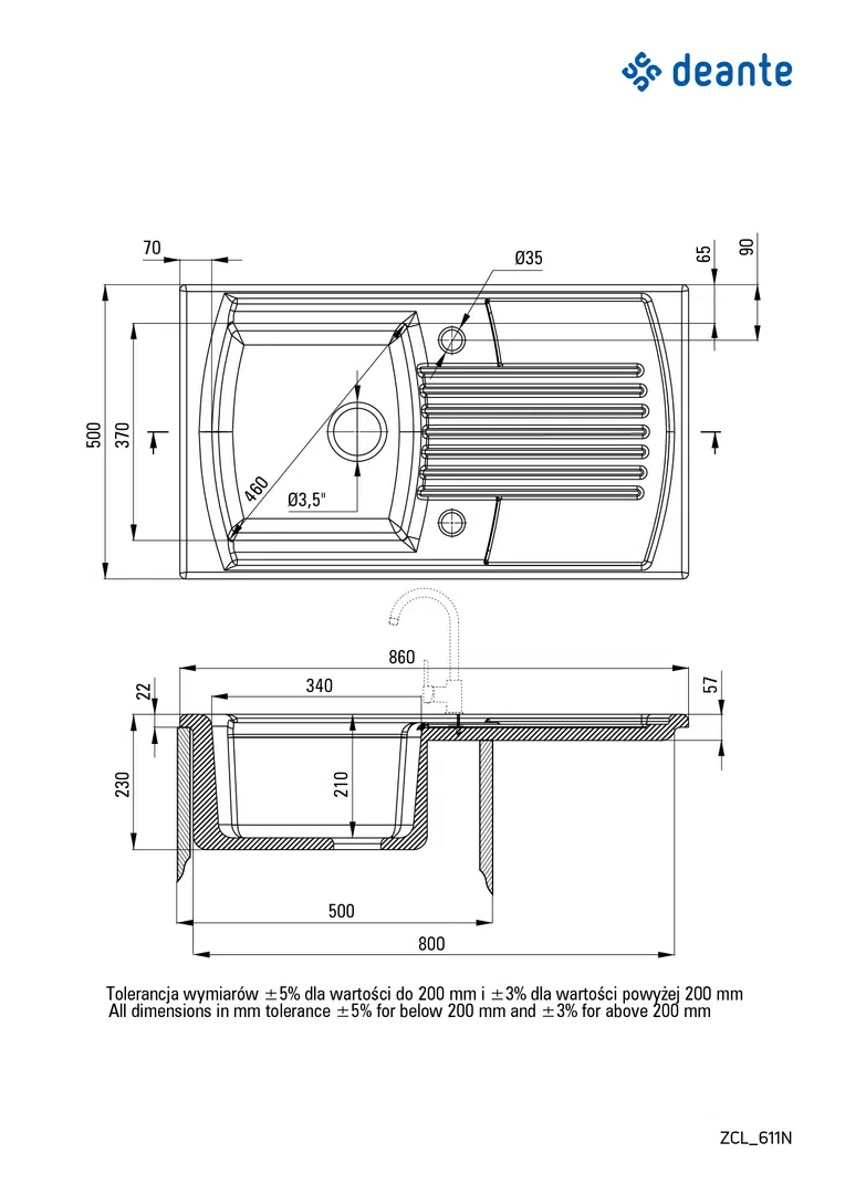 Zlewozmywak lusitano Deante zcl_611n