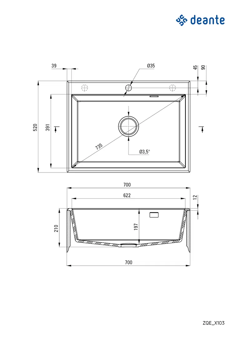 Zlewozmywak eridan Deante zqe_g103