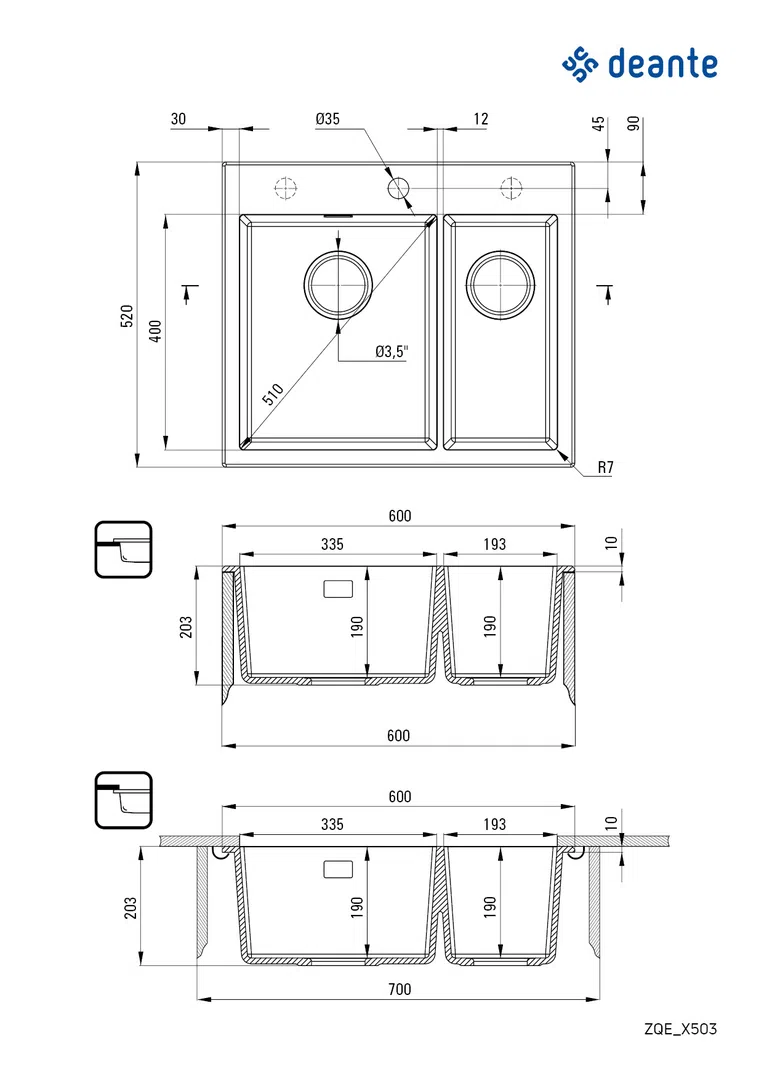 Zlewozmywak eridan Deante zqe_s503