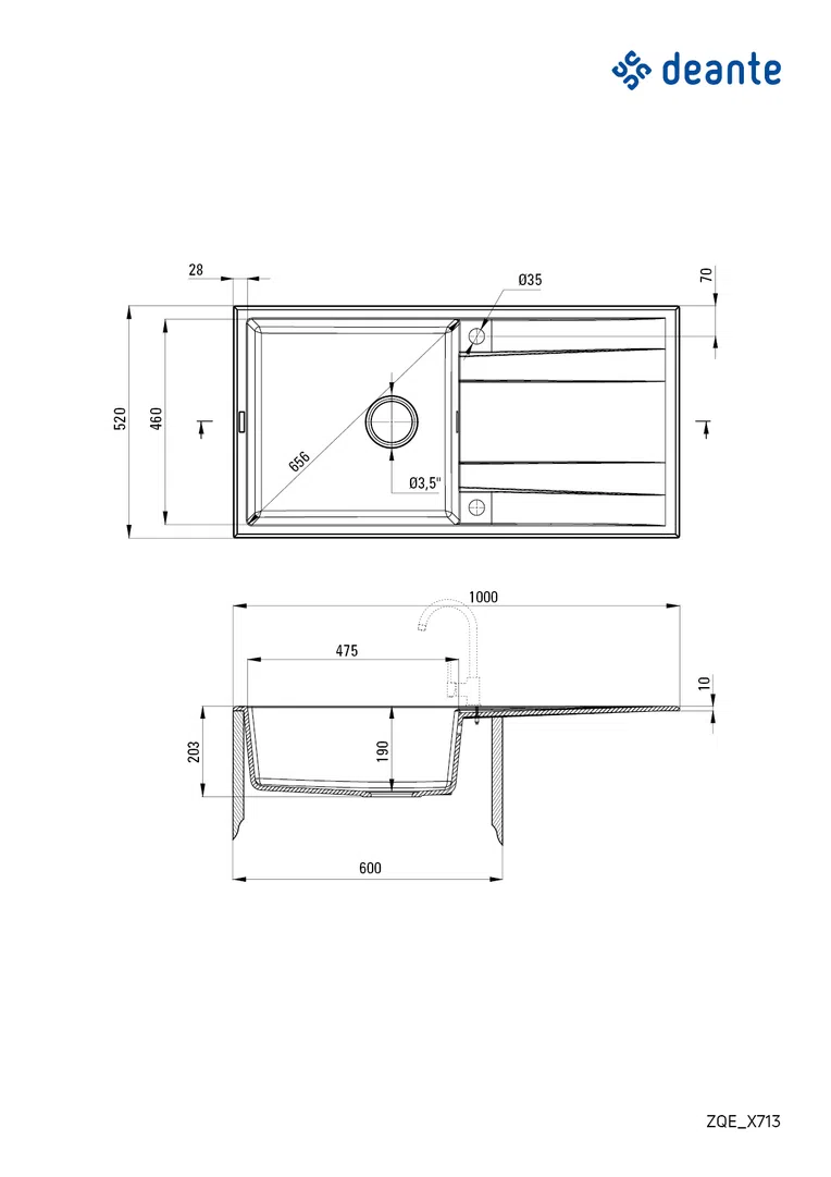 Zlewozmywak eridan Deante zqe_t713