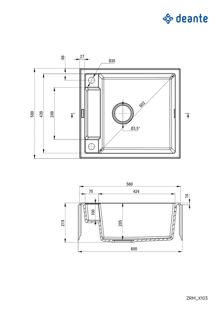 Zlewozmywak magnetic Deante zrm_t103