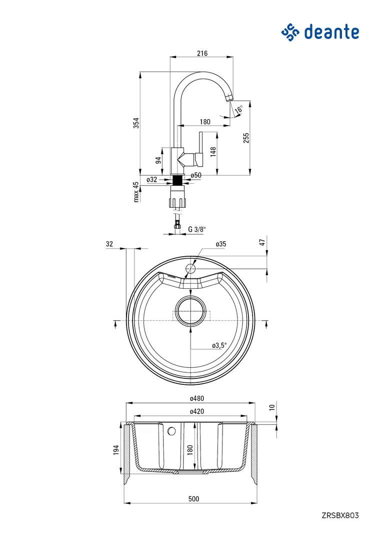 Zlewozmywak granitowy z baterią 1-komorowy