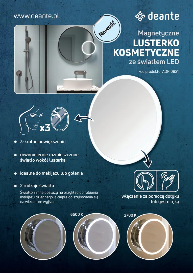 Lusterko kosmetyczne stawiane Deante Round chrom połysk ADR_0821