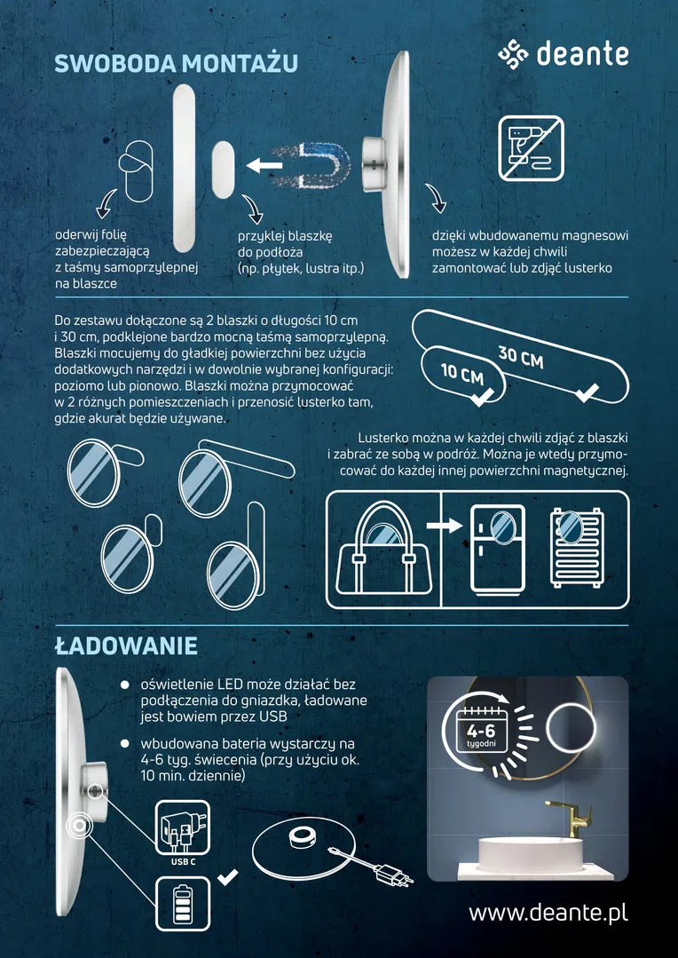 Lusterko kosmetyczne stawiane Deante Round chrom połysk ADR_0821