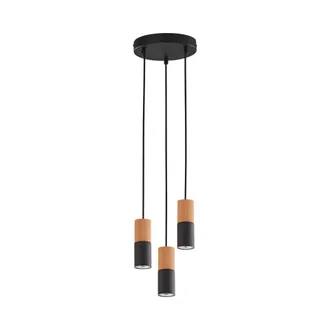 Lampa Wisząca Elit 6310 3 Pł 3Xgu10 czarna/jasne drewno