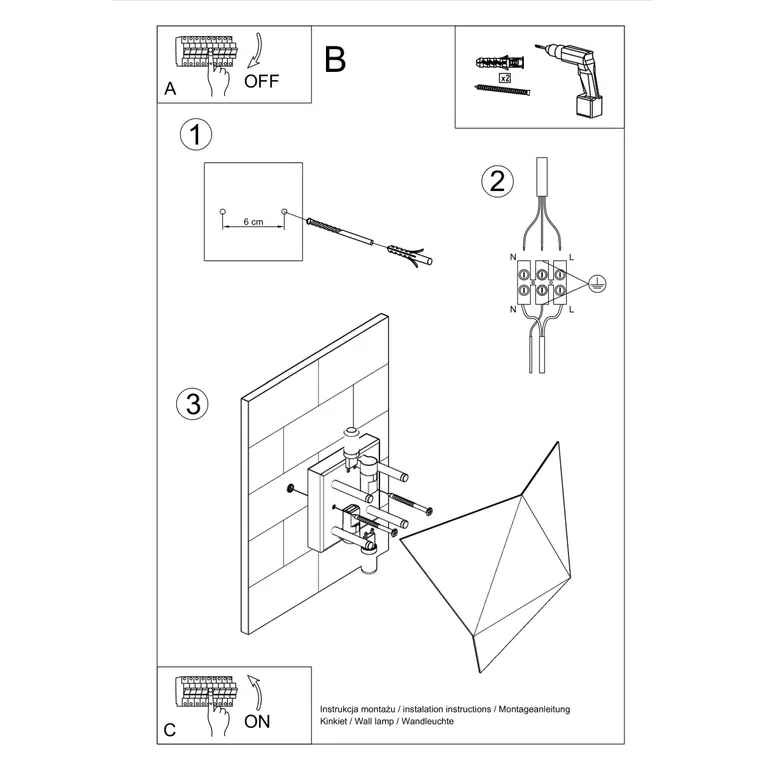 KINKIET SOLIDO 2XG9 CZARNY