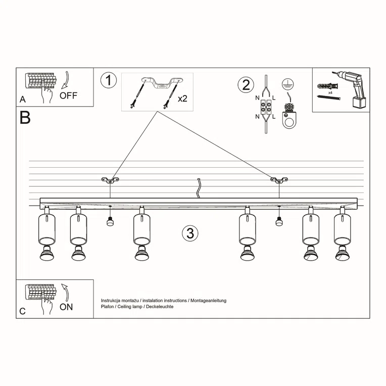 PLAFON RING 6L 6XGU10 SZARY