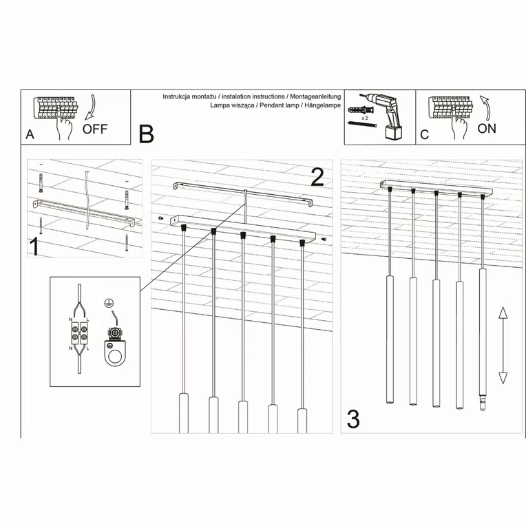 LAMPA WISZĄCA PASTELO 5 5XG9 CZARNY