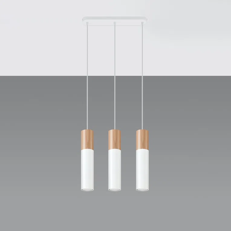 LAMPA WISZĄCA PABLO 3L 3XGU10 NATURALNE DREWNO/BIAŁY