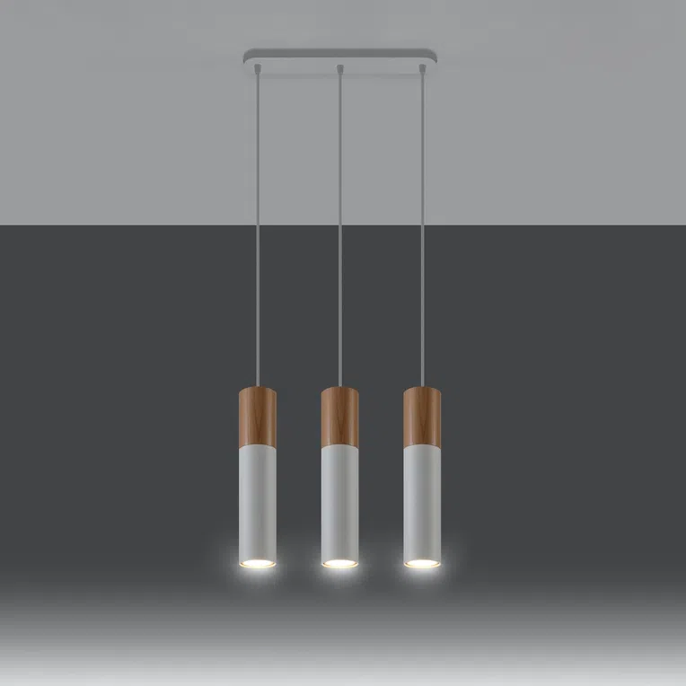 LAMPA WISZĄCA PABLO 3L 3XGU10 NATURALNE DREWNO/BIAŁY