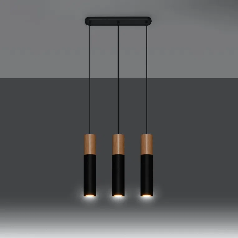 LAMPA WISZĄCA PABLO 3L 3XGU10 NATURALNE DREWNO/CZARNY