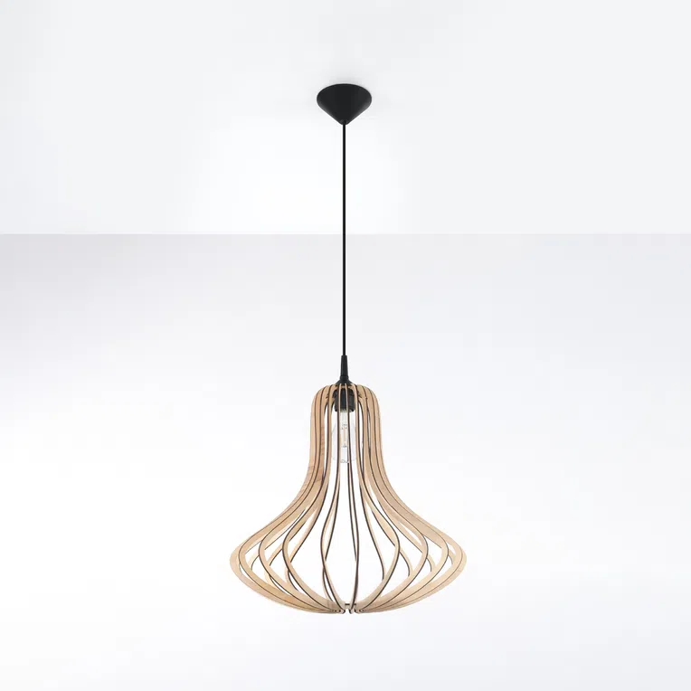 LAMPA WISZĄCA ELZA 1XE27 NATURALNE DREWNO