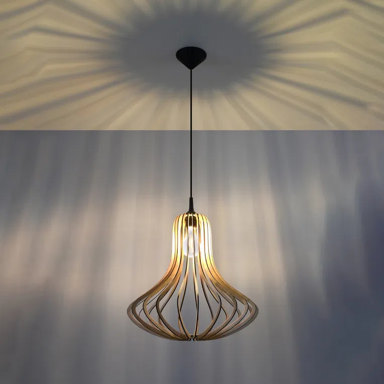 LAMPA WISZĄCA ELZA 1XE27 NATURALNE DREWNO