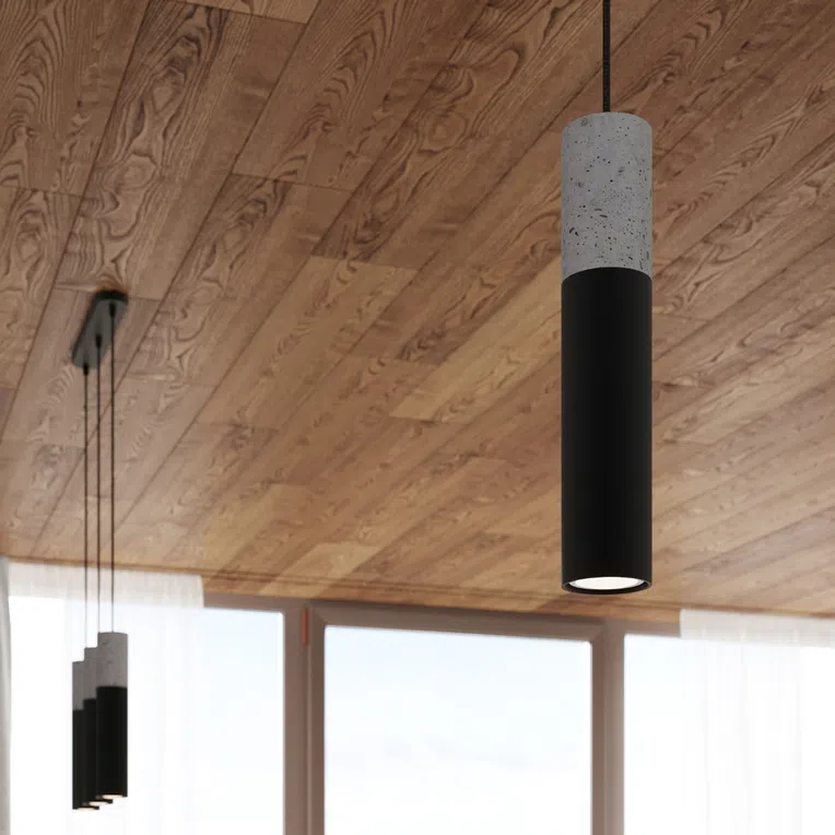 LAMPA WISZĄCA BORGIO 2 2XGU10 CZARNY/SZARY