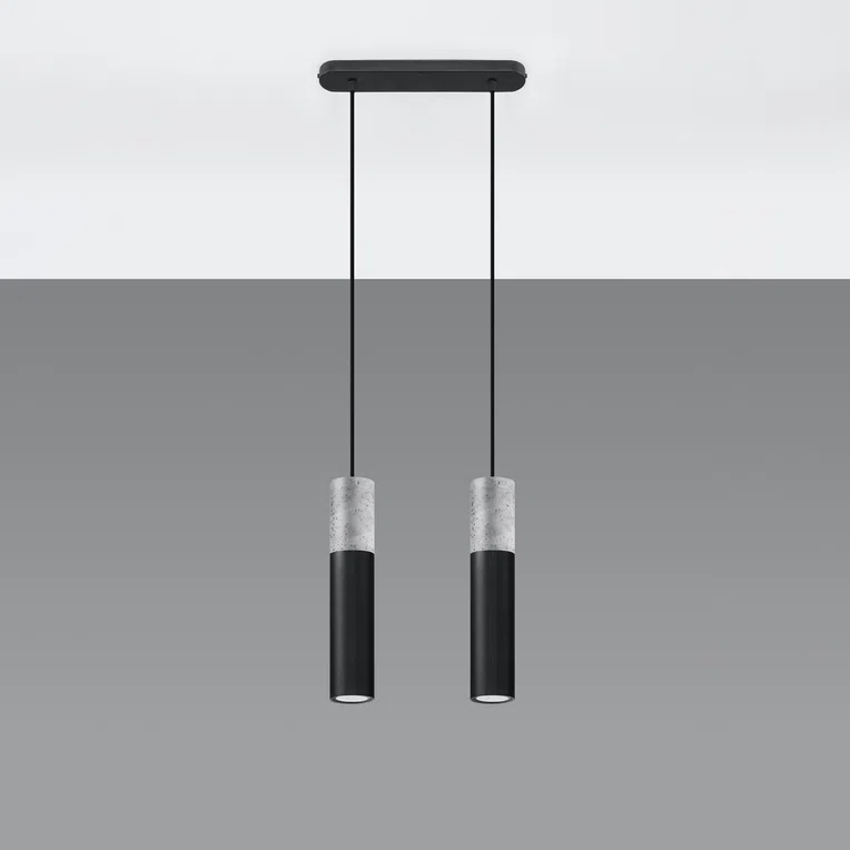 LAMPA WISZĄCA BORGIO 2 2XGU10 CZARNY/SZARY