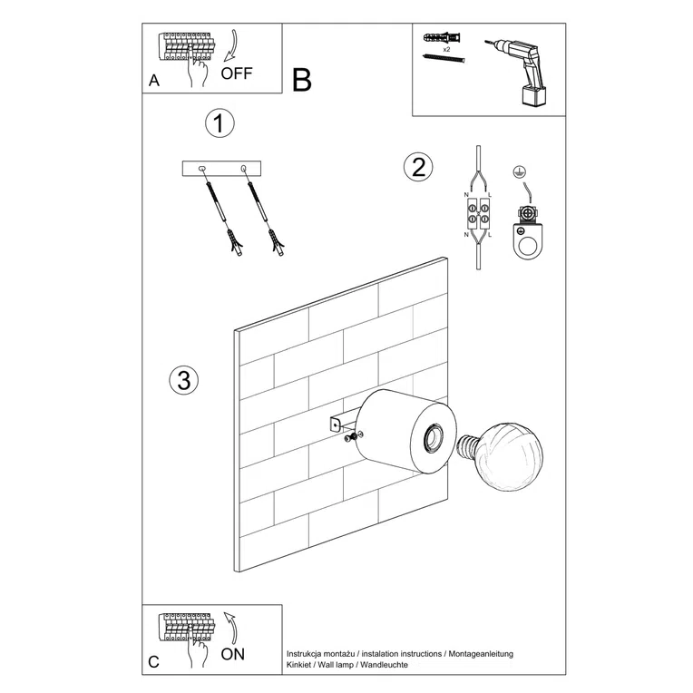 KINKIET SALGADO 1XE27 SZARY