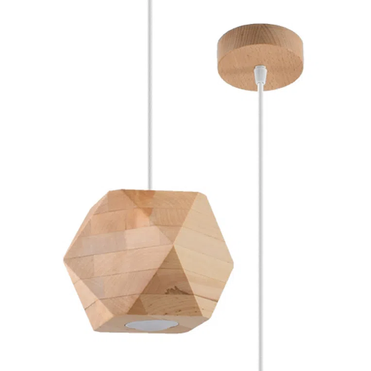 LAMPA WISZĄCA WOODY 1XGU10 NATURALNE DREWNO