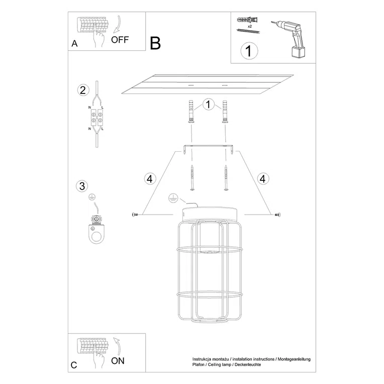 PLAFON GOTTO 1XE27 CZARNY/DREWNO