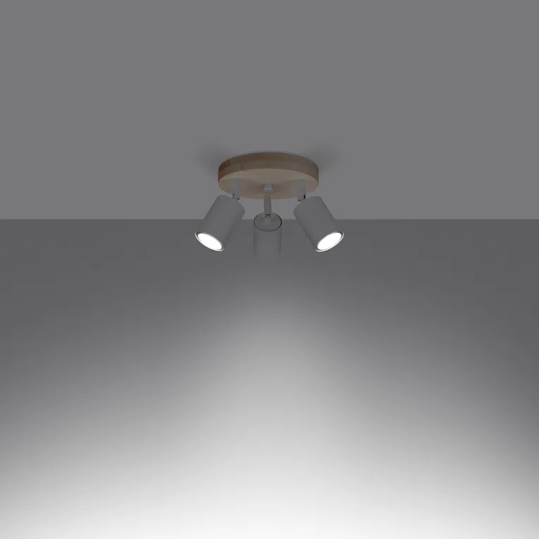 PLAFON VERDO 3P 3XGU10 BIAŁY/DREWNO