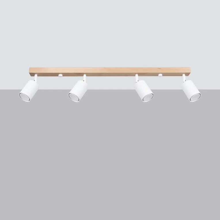 PLAFON VERDO 4 4XGU10 BIAŁY/DREWNO