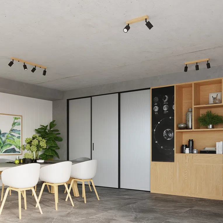 PLAFON VERDO 3L 3XGU10 CZARNY/DREWNO