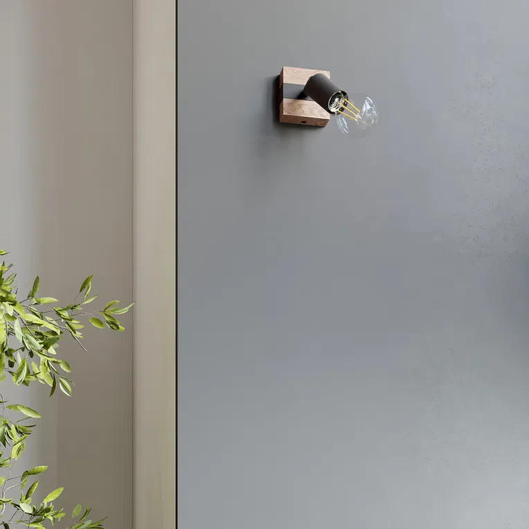 PLAFON ZUCA 3 3XE27 CZARNY/DREWNO