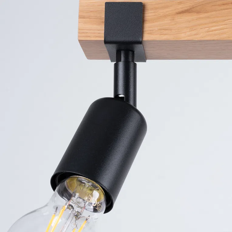 PLAFON ZUCA 3 3XE27 CZARNY/DREWNO