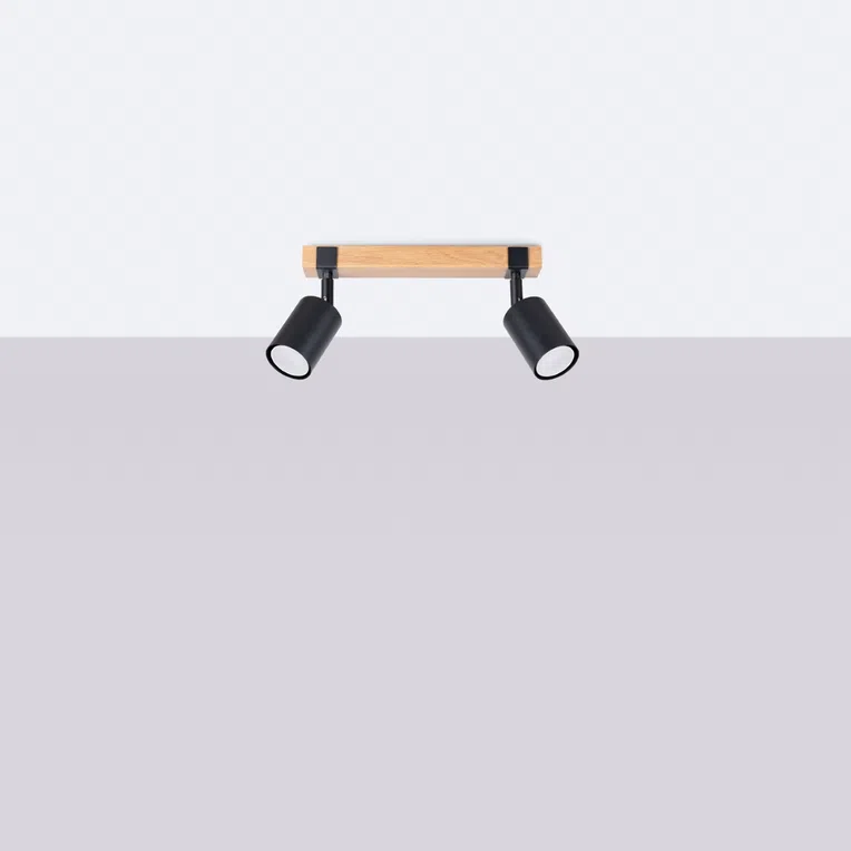 PLAFON FAGER 2 2XGU10 CZARNY/NATURALNE DREWNO