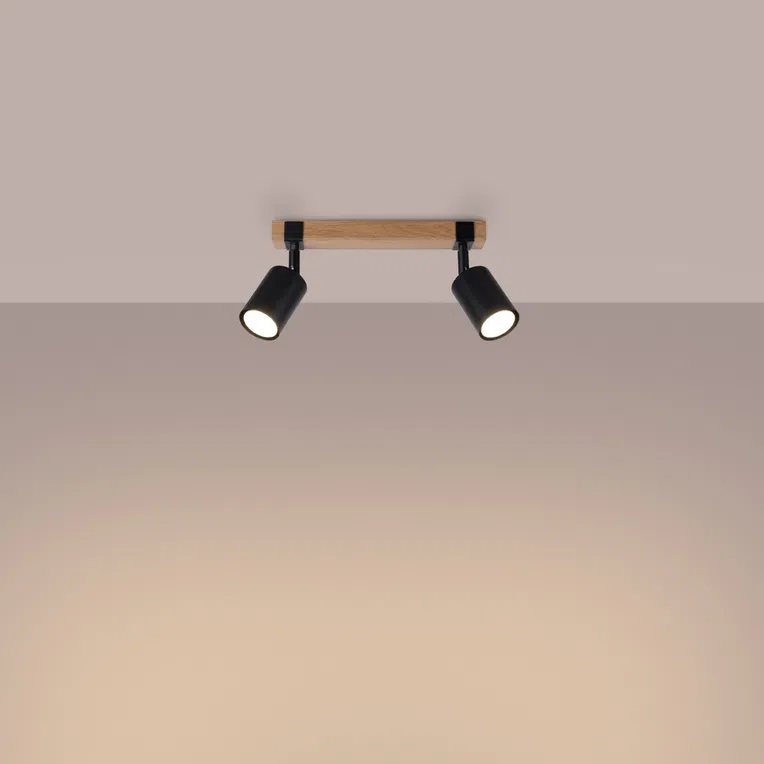PLAFON FAGER 2 2XGU10 CZARNY/NATURALNE DREWNO