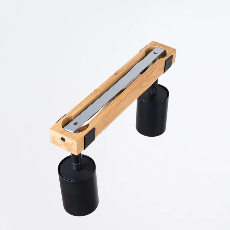 PLAFON FAGER 2 2XGU10 CZARNY/NATURALNE DREWNO