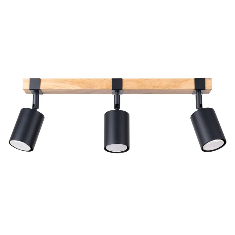 PLAFON FAGER 3 3XGU10 CZARNY/NATURALNE DREWNO