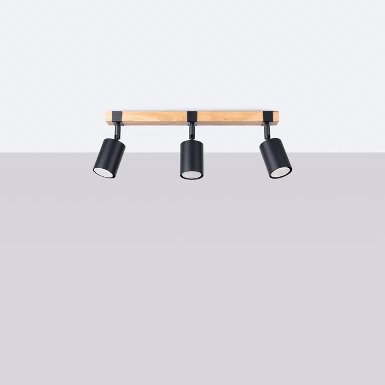 PLAFON FAGER 3 3XGU10 CZARNY/NATURALNE DREWNO