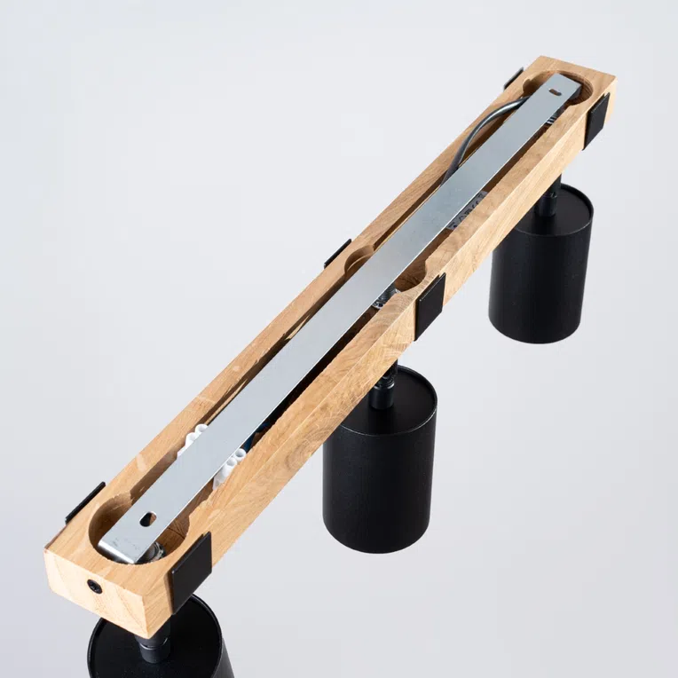 PLAFON FAGER 3 3XGU10 CZARNY/NATURALNE DREWNO