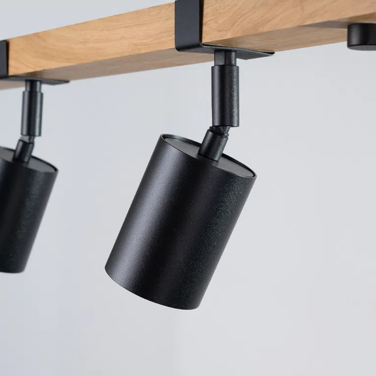 PLAFON FAGER 4L 4XGU10 CZARNY/NATURALNE DREWNO