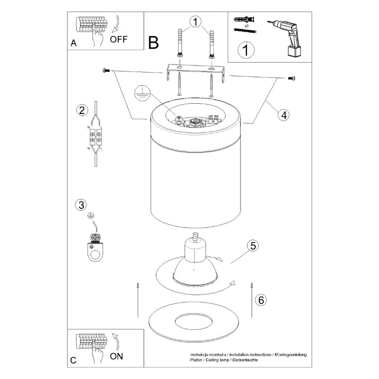 PLAFON RIF 1XGU10 CZARNY/NATURALNE DREWNO