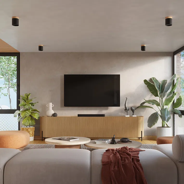 PLAFON RIF 1XGU10 CZARNY/NATURALNE DREWNO