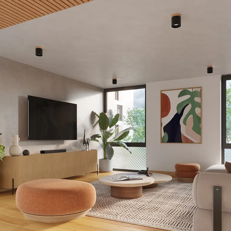 PLAFON RIF 1XGU10 CZARNY/NATURALNE DREWNO