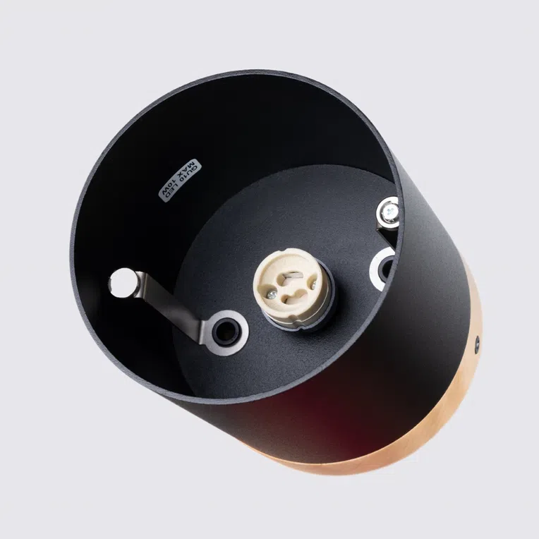 PLAFON RIF 1XGU10 CZARNY/NATURALNE DREWNO