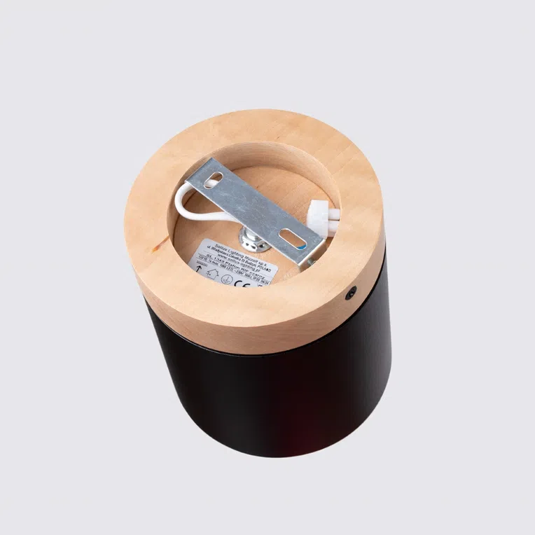 PLAFON RIF 1XGU10 CZARNY/NATURALNE DREWNO