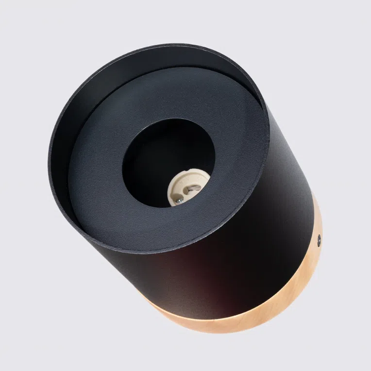 PLAFON RIF 1XGU10 CZARNY/NATURALNE DREWNO