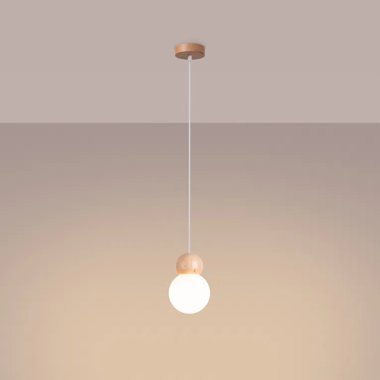 LAMPA WISZĄCA PEKKA 1 / 1XG9 BIAŁY/NATURALNE DREWNO