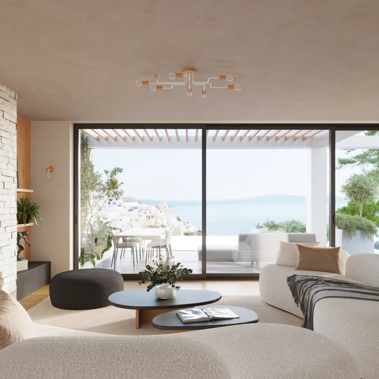 LAMPA SUFITOWA TIMBO SL.1665 4XE27 BIAŁY/NATURALNE DREWNO