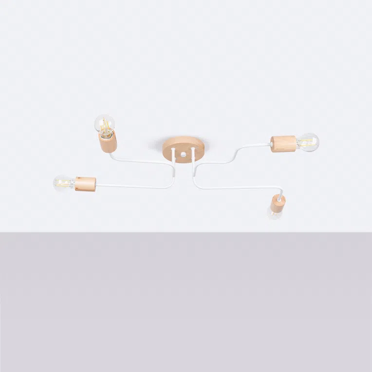 LAMPA SUFITOWA TIMBO SL.1665 4XE27 BIAŁY/NATURALNE DREWNO