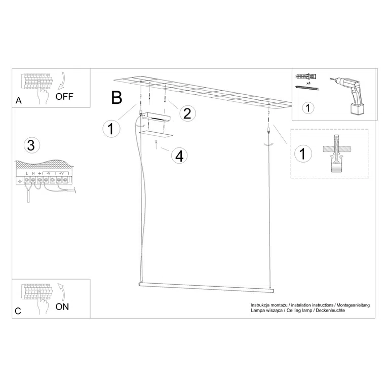 LAMPA WISZĄCA STRANG 120 LED 1XLED CZARNY