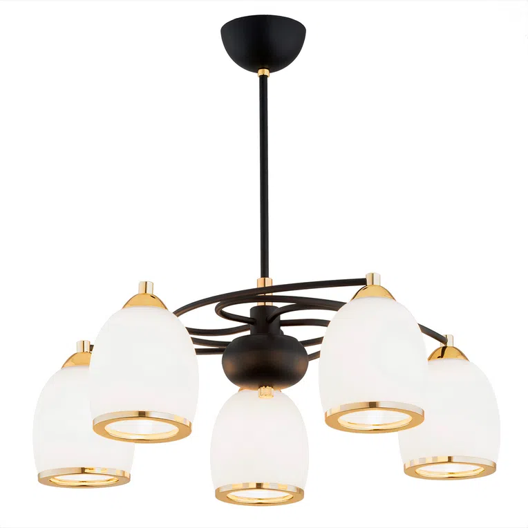 Żyrandol Avila Plus 2115 5Xe27 opal/czarny/mosiądz