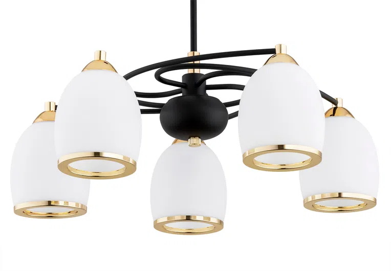 Żyrandol Avila Plus 2115 5Xe27 opal/czarny/mosiądz